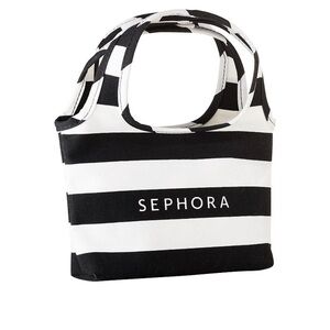 Sephora Black and White Striped Mini Tote Bag - NWOT